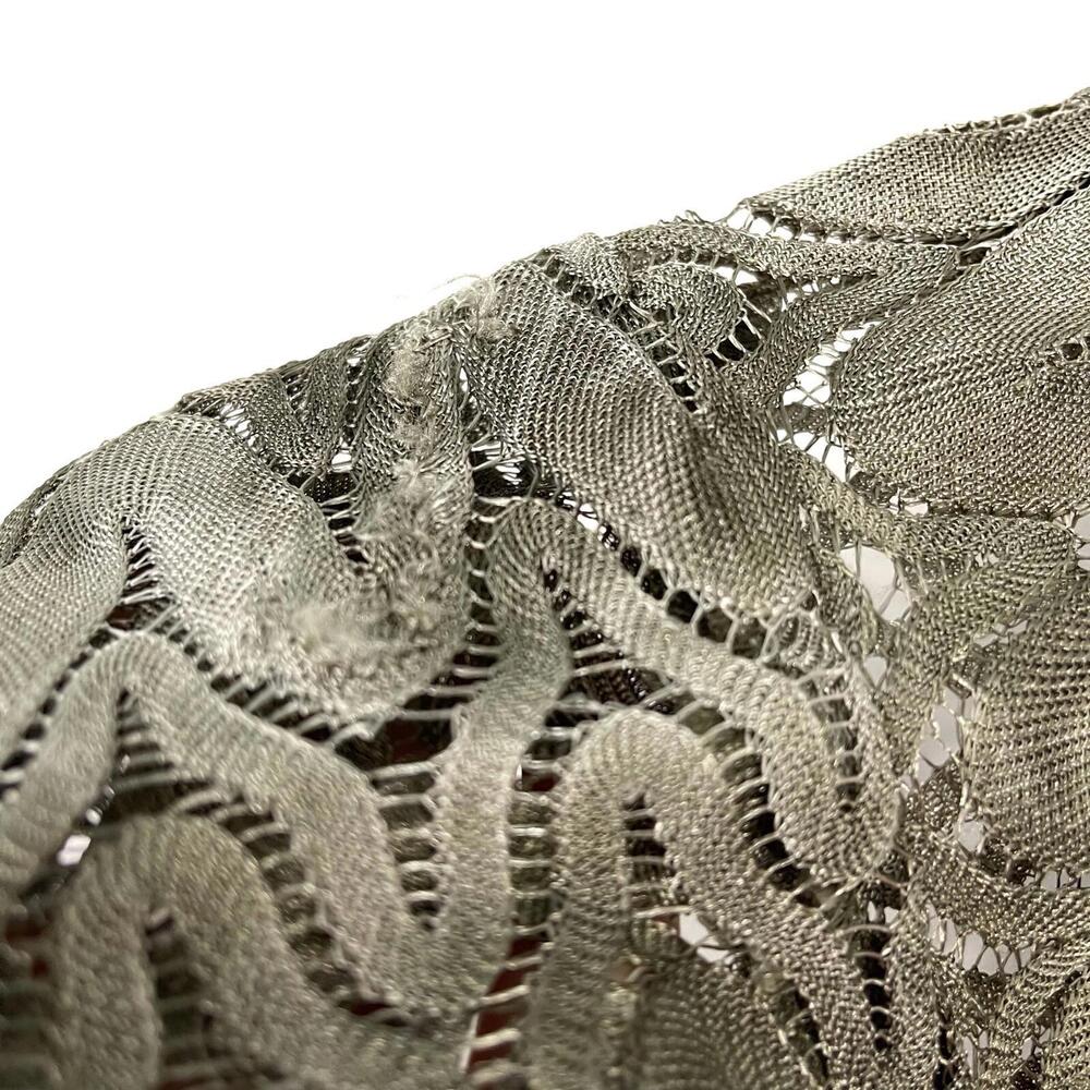 Black Halo Women’s Size 12 Large Grey Metallic Lace Blouson Top Dress Pockets - Picture 5 of 12
